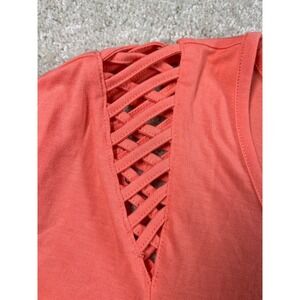 Cato Womens Size S Orange Sleeveless Tshirt Keyhole Sleeve‎ Details